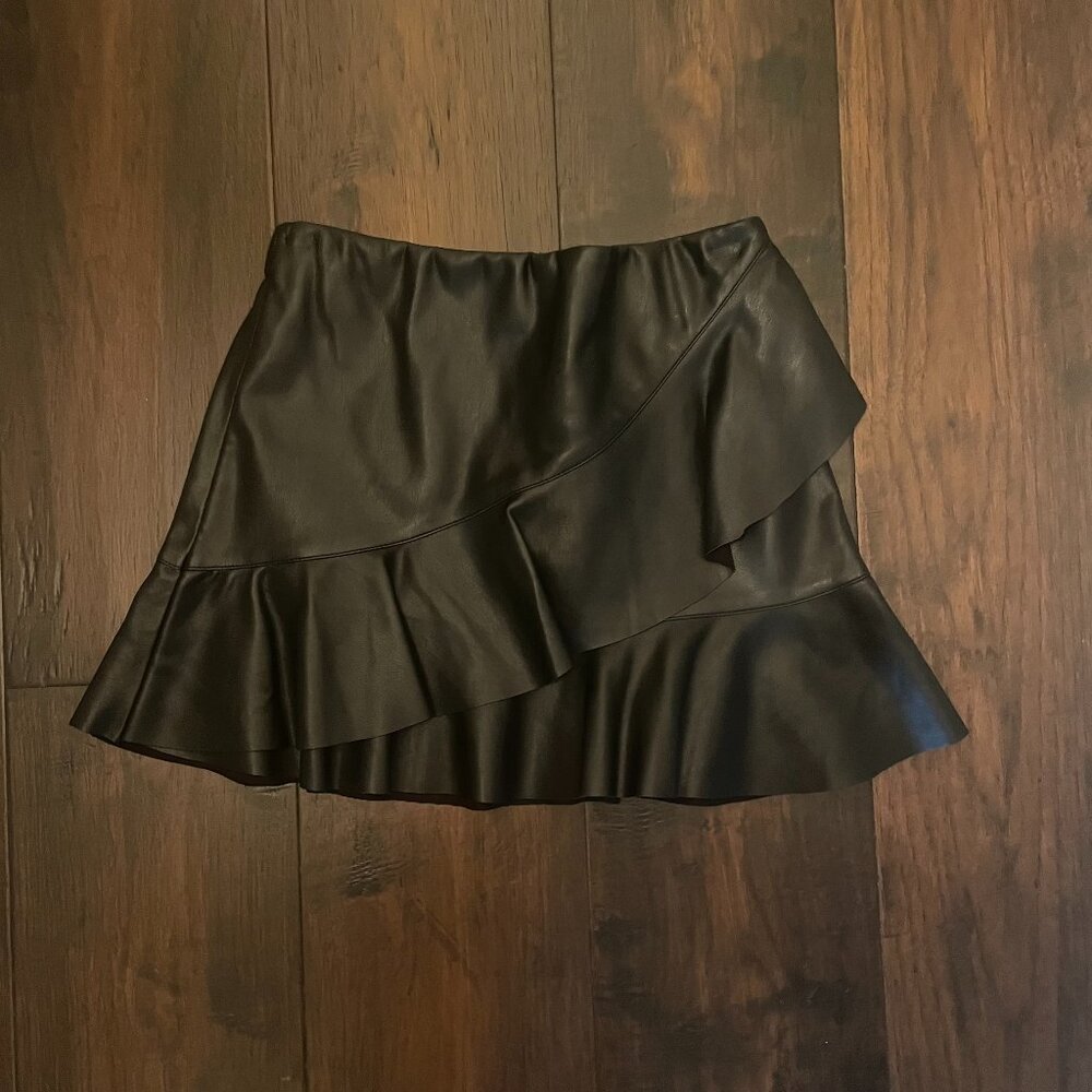 dex Kids Ruffled Leather Skirt